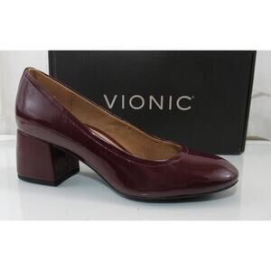 Vionic Carmel Dress Block Heel Pumps Comfort Crimson Patent Size 8.5